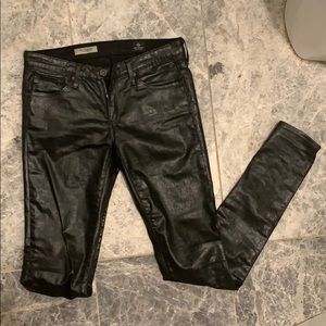 AG Jeans super skinny black coated jeans